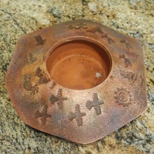 NAVAJO Indian Native American Pottery VASE Vessel Signed Sue Red Clay Embossed